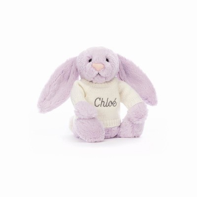 Jellycat Bashful Lilac Bunny with Cream Jumper USA | 67025GTIS